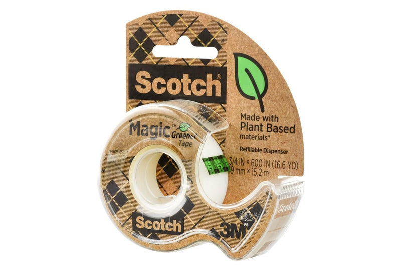 Scotch Magic Greener Tape, 6 Rolls, Numerous Applications, Invisible Tape, Engineered for Repairing, 3/4 in. x 600 in., 6 Dispensers (6123) 6-Pack