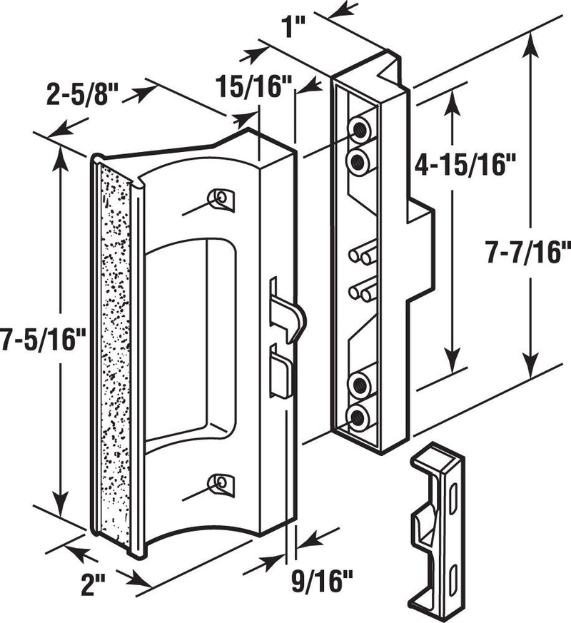 Prime-Line C 1216 Sliding Door Handle, 4-15/16 In. Hole Centers, Black (Single Pack)