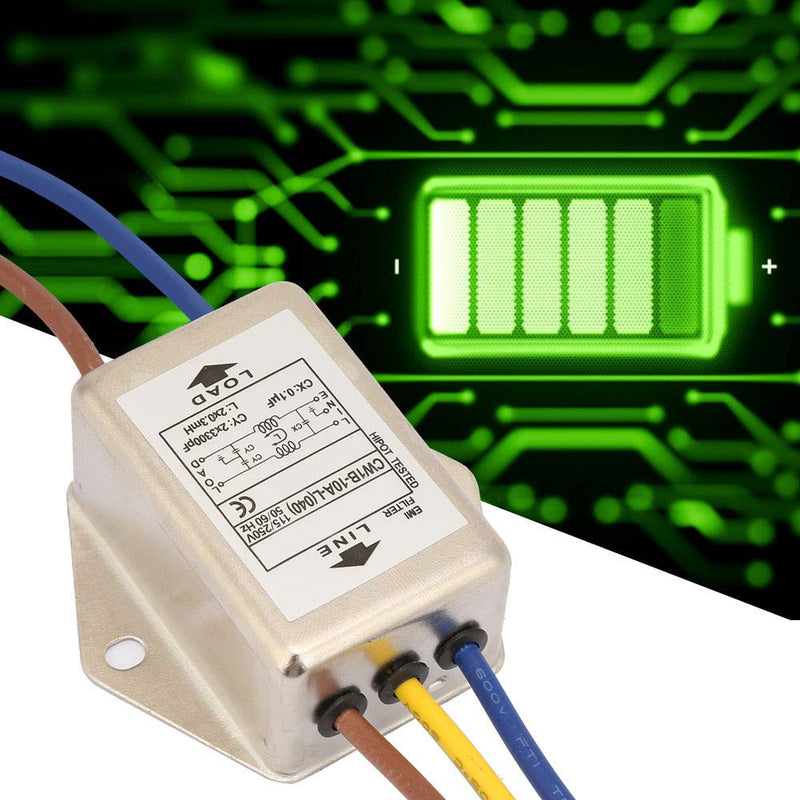 [Australia - AusPower] - EMI Mains Filter 230V, CW1B-10A-L(040) Single-Phase Filter for 115V/250V, 10A, 50/60Hz - Effective Protection Against Electromagnetic Interference CW1B-10A-L(040) 