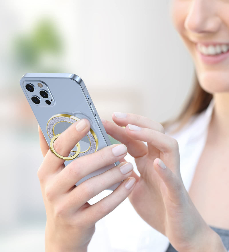 [Australia - AusPower] - Magnetic Phone Ring Holder for MagSafe, Magnetic Phone Grip for iPhone, Compatible with iPhone MagSafe Wireless Charging. (Glitter Gold) Glitter Gold 
