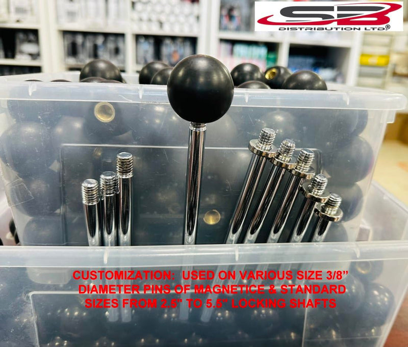 [Australia - AusPower] - SBDs Black Phenolic ABS Plastic Ball Knob Female | 3/8"- 16 Thread Pitch 15/16" depth 1-3/8" Diameter, 1-1/2" Height w/Brass coated metal Insert Heavy Duty 1.02 Oz 