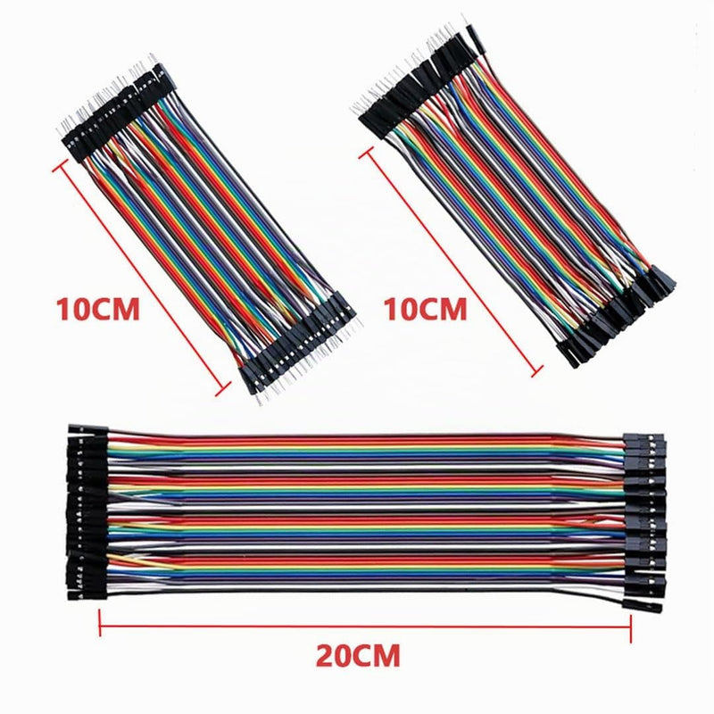 120pin Jumper Wire 40 x 10 cm, 40 x 20 cm, Male to Female, 28AWG | Female to Female Jumper Wires Breadboard, Cable Jumpers 28AWG Wire Bridges for M2M/F2M/F2F Arduino