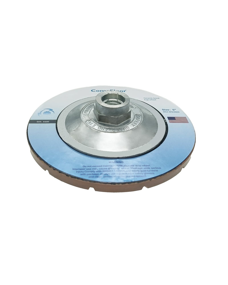 [Australia - AusPower] - Concrete Grinding Wheel 5" Ceramic Diamond Cup Wheel for Floor Grinding, 200# Dry Edge Polishing Discs Fits Angle Grinder, 5/8"-11 200# 