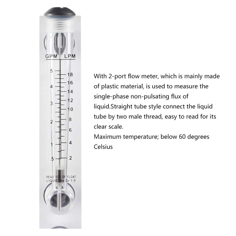 Water Flow Meter Panel Mount Type Flowmeter M-15 0.5-5GPM 2-18LPM Water Flow Meter Panel Mount