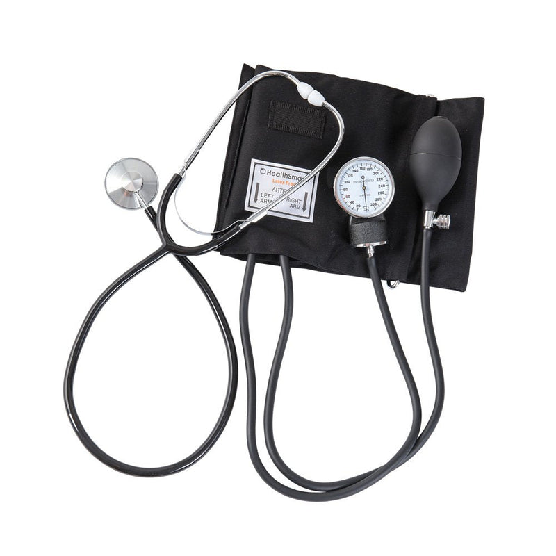 [Australia - AusPower] - MABIS Professional Aneroid Sphygmomanometer Blood Pressure Gauge, Stethoscope and Blood Pressure Cuff, With Carrying Case, Adult Large Cuff, Black 