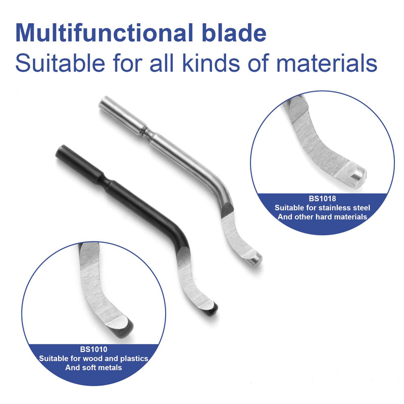 [Australia - AusPower] - 10 Piece High Speed Steel Blade Deburring Tool Set, For Metal Aluminum, Copper, Resin, PVC Pipe, 3D Printing, Wood Edge Treatment, High Quality Metal Handles, Deburring Manual Chamfering, Reamer Tools 