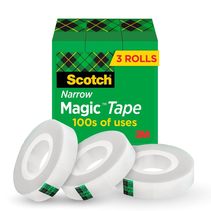 Scotch Magic Tape, Invisible, Home Office Supplies and Back to School Supplies for College and Classrooms, 3 Rolls