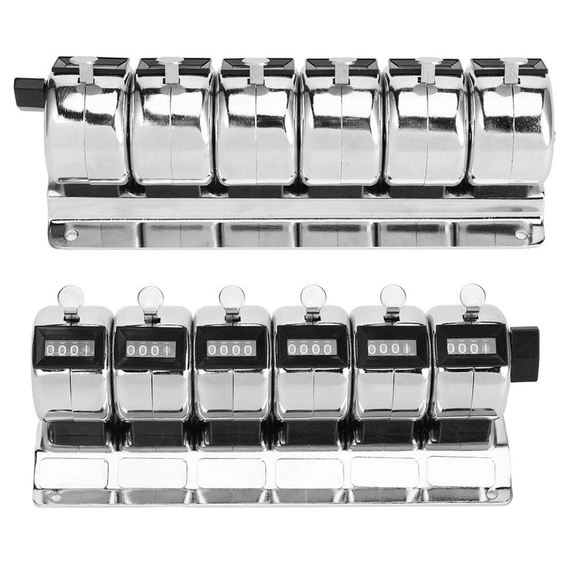 0 to 9999 Manual Tally Counter Metal Mechanical Counter 4Digit Conjoined 6 Units Pitch Click Counter