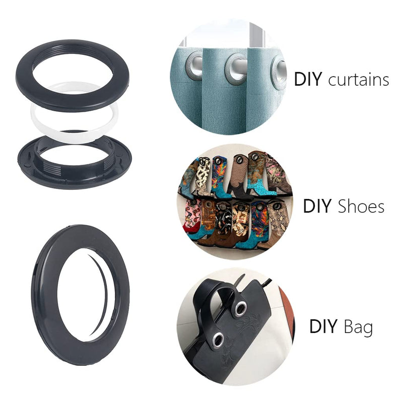[Australia - AusPower] - 42 Pack Curtain Grommets Inner Diameter 1-9/16"(40mm) Plastic Curtain Eyelet Rings Nanoscale Low Noise Large Grommet Kit for Fabric (Bright) Bright 