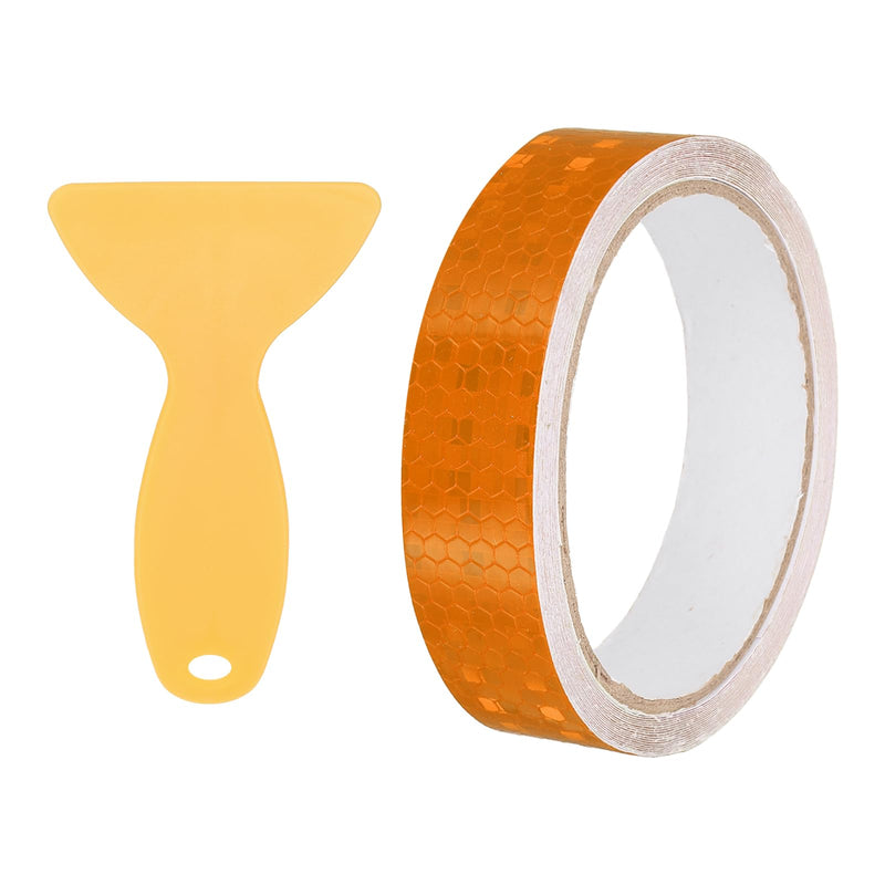 PATIKIL Reflective Tape, (1 Inch x 16 Ft, Orange) (1 Roll), Waterproof Self Adhesive Safety Warning Stickers Outdoor Night Reflector Tape with Scraper, Suit for - Truck/Trailer/Car 1 Inch x 16 ft