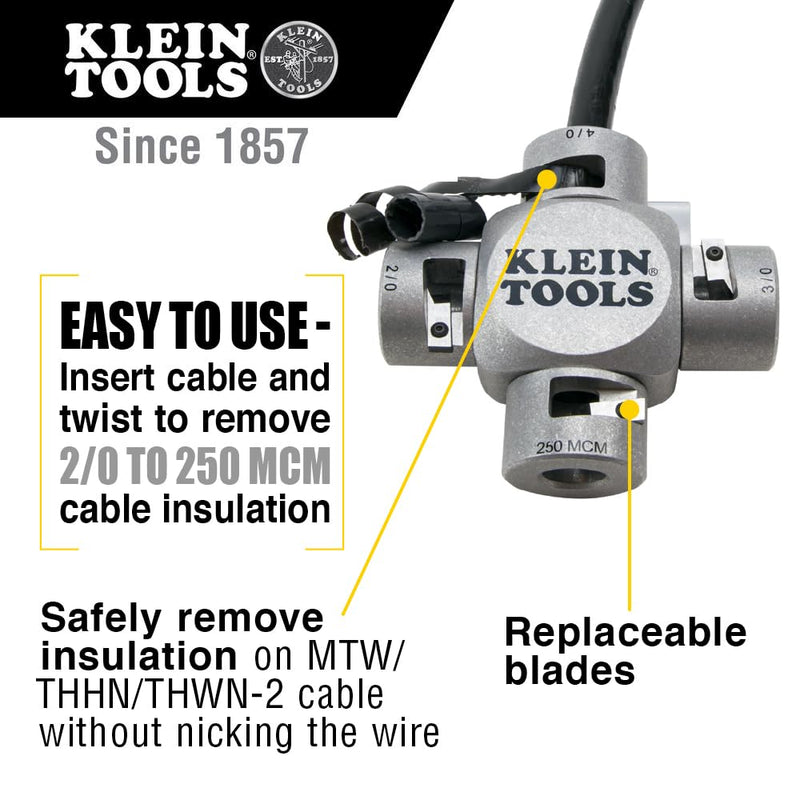 [Australia - AusPower] - Klein Tools 21051 Large Cable Stripper (2/0-250 MCM) 250 MCM - 2/0 Cable 
