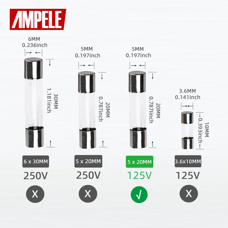 [Australia - AusPower] - (Pack of 20) 8A Fast-Blow Fuse 8Amp 125V Glass Fuses 0.2 x 0.78 inch/5 x 20 mm (8Amp)(F8AL, 125V) 