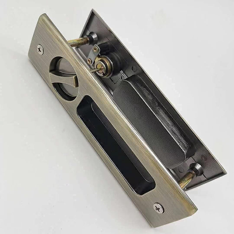 Hoconnie 6.3” Privacy Pocket Door Lock Hardware, Sliding Door Lock, Bathroom Mortise Lock, Invisible Furniture Hardware for 1-7/16” ~ 1-15/16” Thickness Door Bronze 6.3''-Keyless