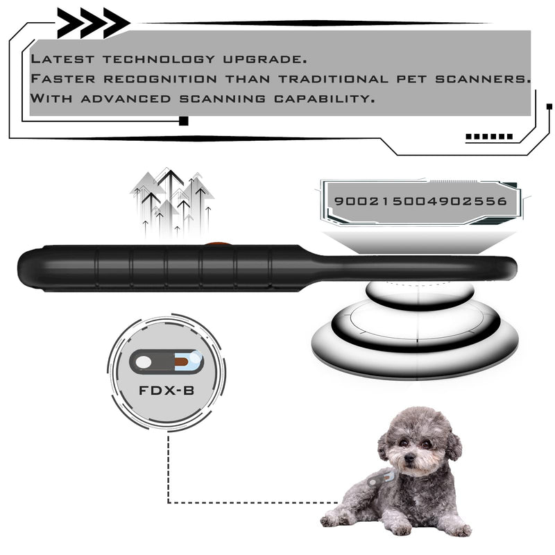 [Australia - AusPower] - Smoostart Microchip Scanner, ISO11784/85/FDX-B/EMID 128 Records Data Storage Upload to PC Microchip Scanner Reader for Dog/Pet/Cat/Pig/Animal New Black 