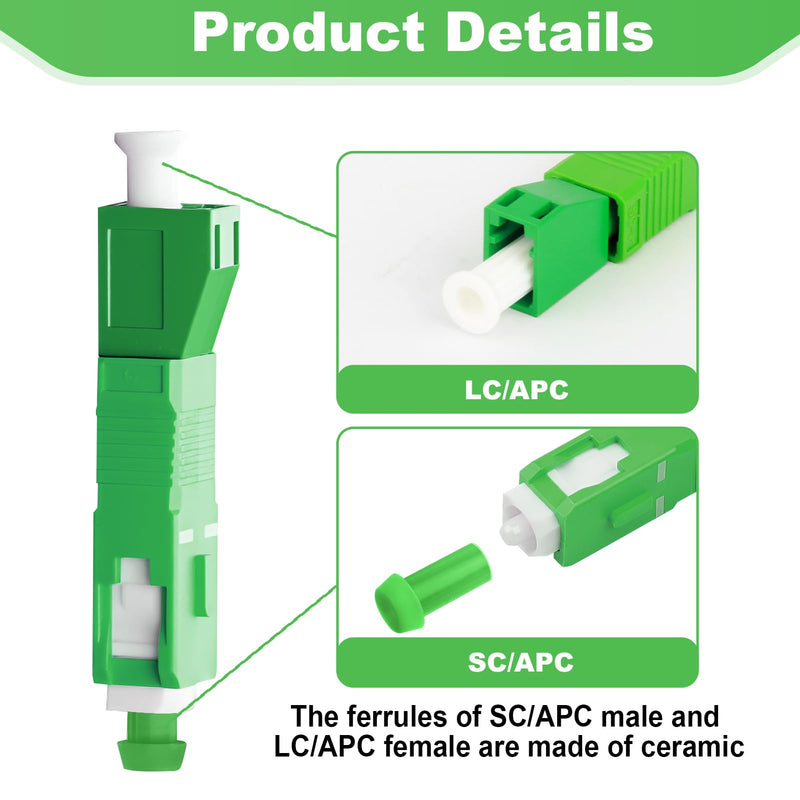 SC LC Adaptor, Fibre Optic Cable Adapter, SC/APC to LC/APC Male (Pack of 2) | Hybrid fibre optic adapter plug, low insertion loss, efficient and stable, compatible with fibre optic cable, distributor