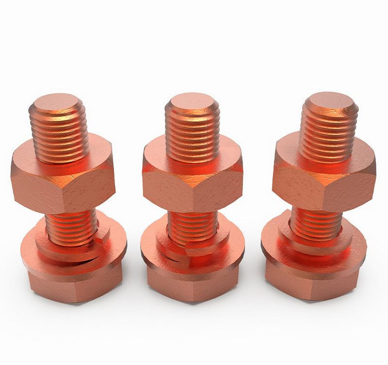[Australia - AusPower] - 4pcs M4 X 12mm Hexagon Bolts + M4 Hex Nuts + Flat Washers + Spring Lock Washers Kit, T2 Conductive Pure Copper Hex Head Screw Bolt M4x12mm-4pcs 