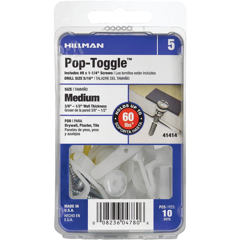 [Australia - AusPower] - Hillman 3/8 in. Dia. x 1-1/4 in. L Zinc Pan Head Pop-Toggle Anchors 10 pk 