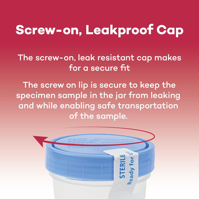 [Australia - AusPower] - Dealmed Specimen Collection Containers Single Use Urine Specimen Cups, Screw on Leak Resistant Lid, Included ID Label, 4 oz, 5 Count 