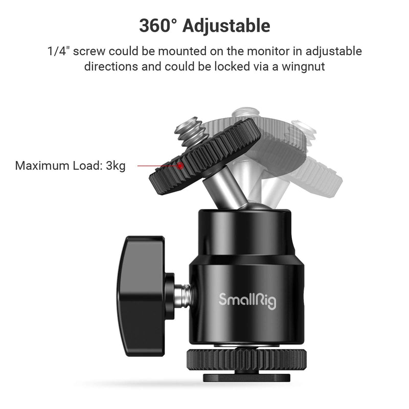 [Australia - AusPower] - SmallRig 1/4" Camera Hot Shoe Mount, Ballhead Tripod with Additional 1/4" Screw, 2pcs Pack - 2059 2 Pack 