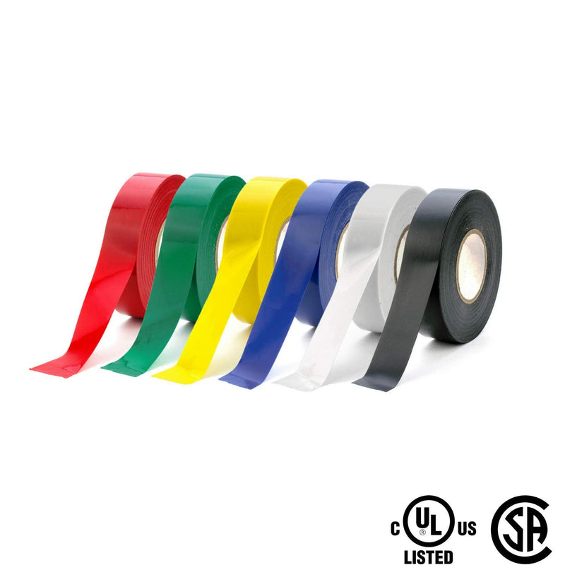 Xtricity Vinyl Multicolor Electrical Tape 3/4 inch x 66 Ft for Electrical Insulation, Wire Bundling and DIY Repairs – Durable, Stretchy, General Purpose – Up to 600V (6 Pack) 6 Pack