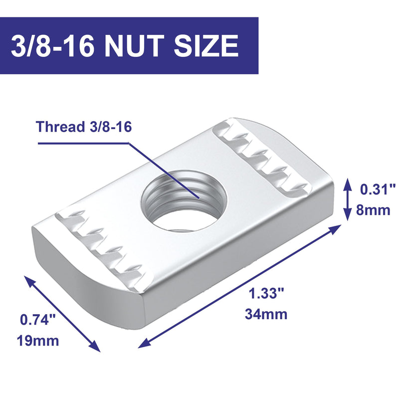 [Australia - AusPower] - 20 Pcs 3/8"-16 Strut Channel Nuts,Thickened Carbon Steel Strut Nuts for Strut Channel, No Spring Nuts for Channel Struts, Dacromet Finish Excellent Rust 20 