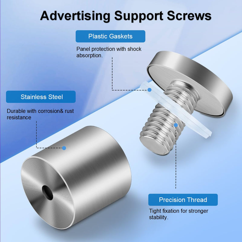 [Australia - AusPower] - Standoff Screws for Acrylic, Glass & White Board - Stainless Steel, 4 x 1 x 1 in 
