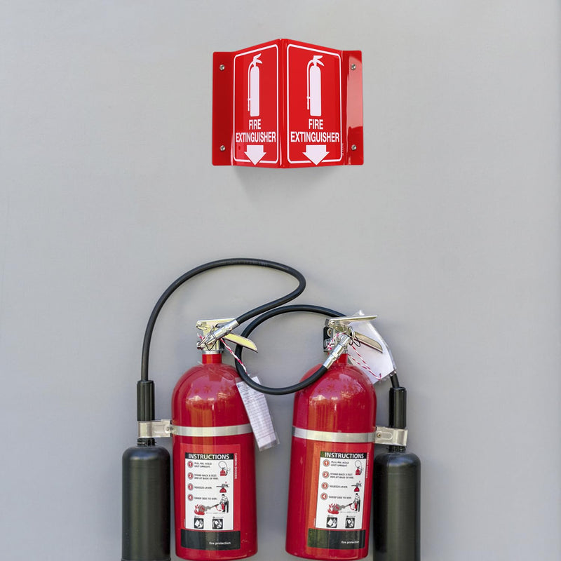 T&R Fire Extinguisher Sign, Fire Extinguisher with Down Arrow - 4 Pack - 8 x 6 Inches Acrylic, 4 pre-drilled holes, Includes Matching Screws, Use for Home Office/Business V - 4 Pack