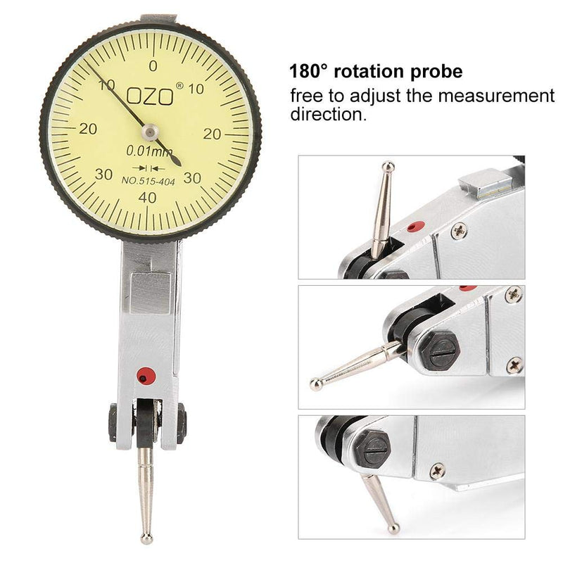 [Australia - AusPower] - 0.01mm Flexible Precision Dial Gauge Test Indicator 0-0.8mm Metric Dial Gauge Set for Measuring Narrow or Concave Objects 