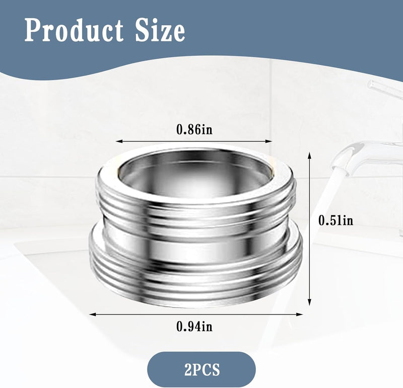 [Australia - AusPower] - Pack of 2 Tap Adapters, M24 to M22 Male Thread Adapter Tap Silver, Metal Tap Adapter with Black Rubber Ring, for Kitchen Taps, Water Saving, Water Filter, Hoses 