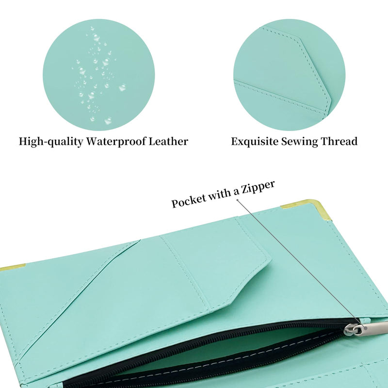 [Australia - AusPower] - Server Book, Cutaswish Server Books for Waitress Cute, Waiter Receipt Book, PU Leather Waitress Book with Zipper Pocket, Waitress Accessories(Marble Green) F 