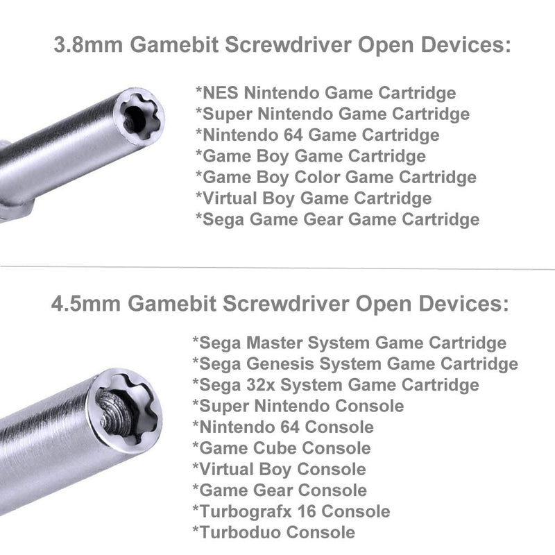 [Australia - AusPower] - Gamebit Screwdriver, EMiEN 4.5mm 3.8mm Gamebit Screwdriver,Double-End Bit Security Gamebit Screwdriver Kit For Opening NES,SNES,N64,GameBoy,GameCube,Virtual Boy,Sega,Nintendo Consoles,Game Cartridges 
