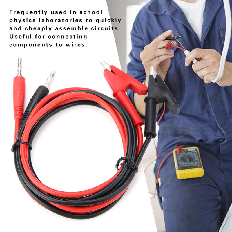 [Australia - AusPower] - P1040 2 Copper 4 mm Banana Plug to Crocodile Clamp 15A Banana Plug to Crocodile Clamp Cable 1 m for Testing the Probe 