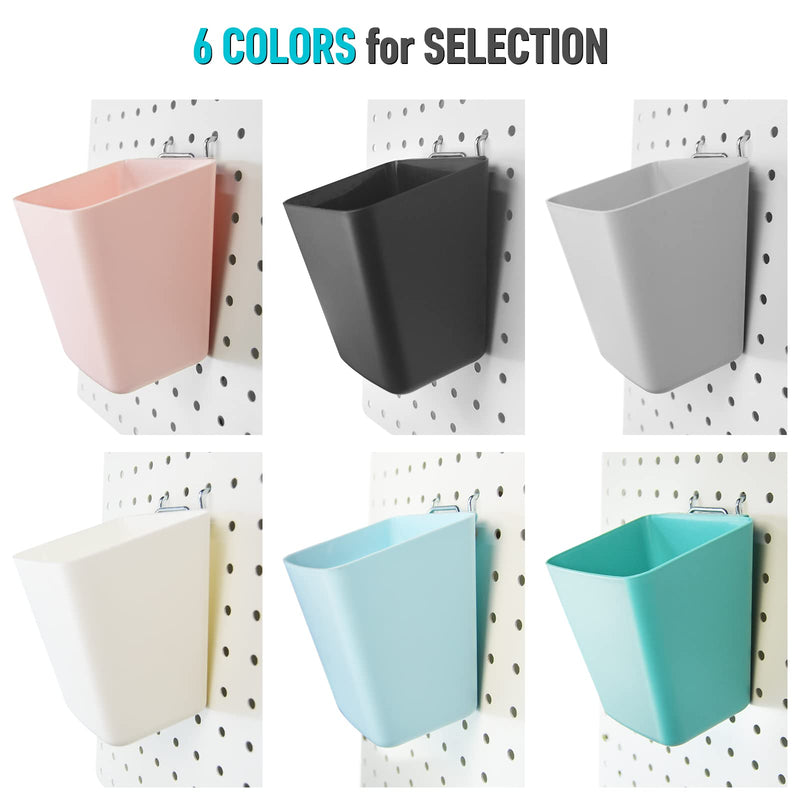 [Australia - AusPower] - G.CORE Large Pegboard Cups Peg Board Storage Bin 6 Pack with Hooks, Square Box Shape Pegboard Cup Holder Accessories for Garage Workbench/Craft Room/Office/Playroom/Home Kitchen Organization (White) White 