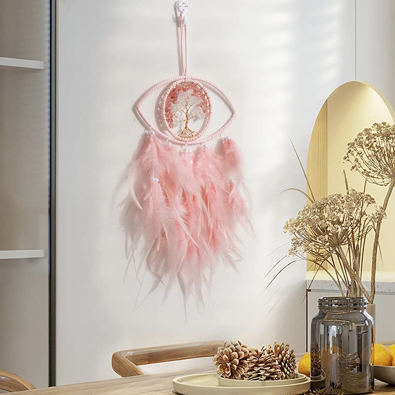 Pink Evil Eye Life of Tree Dream Catcher Wall Decor Dreamcatcher 08-pink Evil Eye Life of Tree