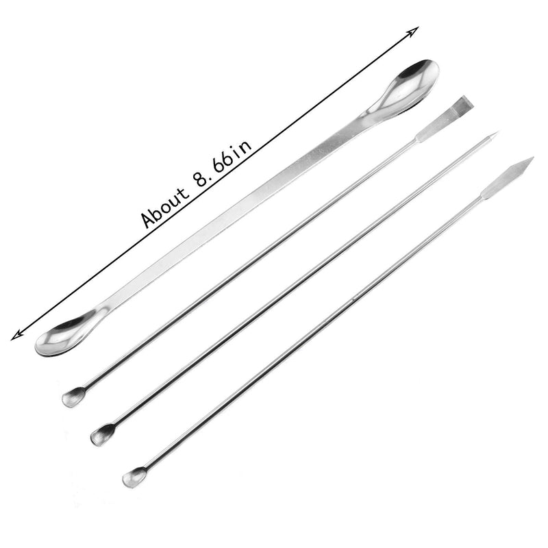 [Australia - AusPower] - Maxmoral 1 Set Stainless Steel Micro Lab Sampling Scoop Spatulas Combination Reagent Spoon Laboratory Supplies (Pack of 4) 