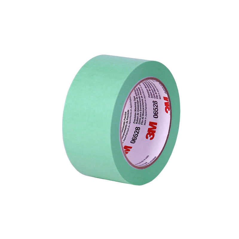 3M Precision Masking Tape, 06528, 2 in x 60 yds, 1 Roll, Green, Acrylic Adhesive, Adheres to Metal, Glass and Painted Surfaces