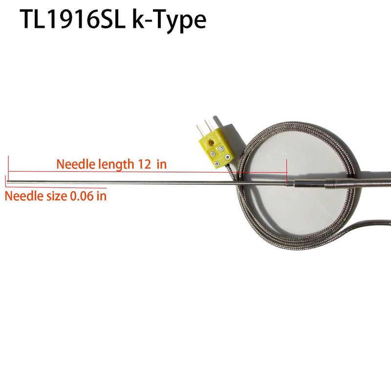 [Australia - AusPower] - K-Type Thermocouple Probe TL1916SL -50°F~1100°F Range Ultra-Thin 0.06in x 40in Long High Temp Sensor for Furnace Lab, Automotive Cooking 