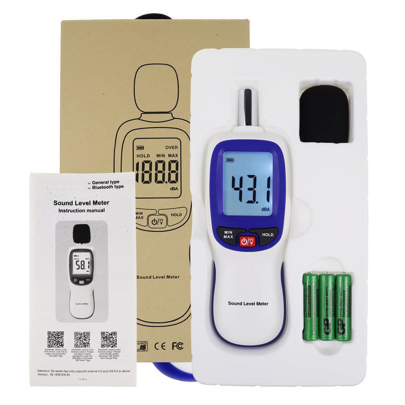 [Australia - AusPower] - Digital Sound Level Meter Sound Level Meter with Bluetooth Enabled Decibel Meter 30~130dBA Range MAX/MIN Data Hold with LCD Display and Backlight for Home, School Intelligent Bluetooth Function 