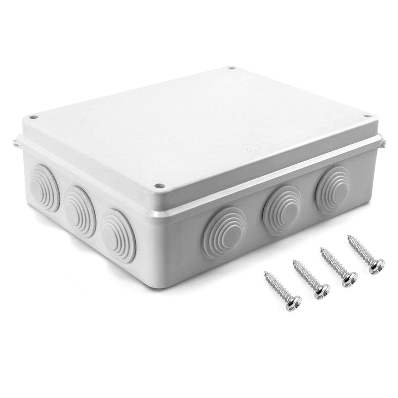 [Australia - AusPower] - QWORK® Surface-Mounted Junction Box 255 x 200 x 80 mm, Junction Box, Waterproof, Dustproof, IP65, ABS Plastic, Universal Electric Project Enclosure, White 