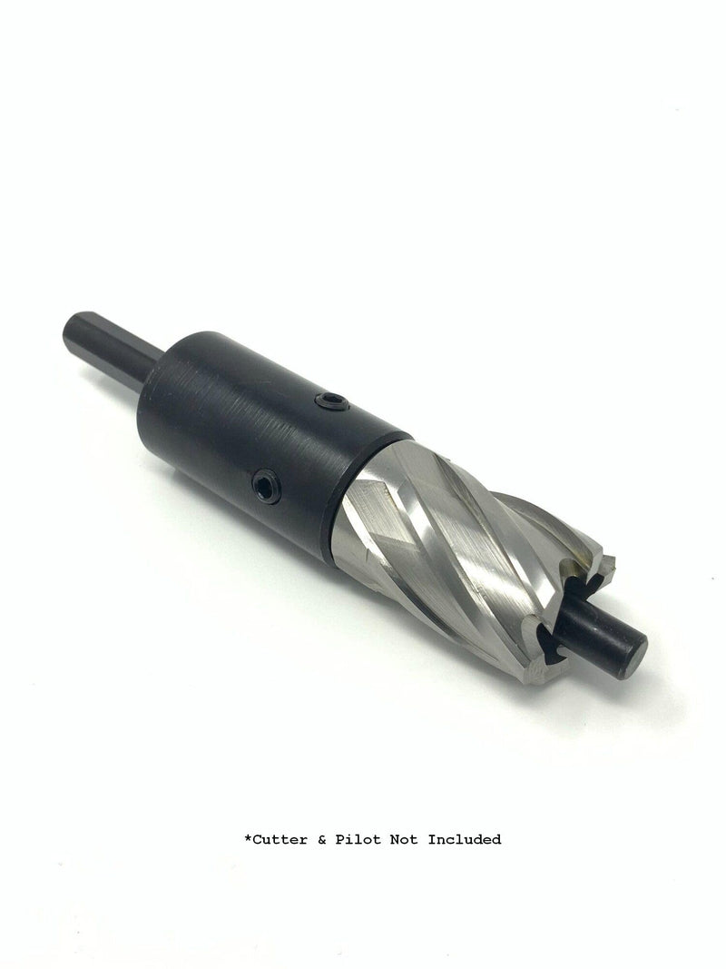 Made in USA - 3/8" Drive Flat Round Chuck - Annular Cutter Bit Adapter Tool with 3/4" Female Shank fits Weldon - for Drill Press & Milling Machines
