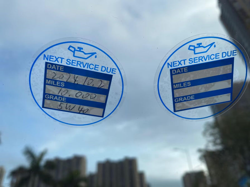 2 inch 60 PCS Blue Next Service Due with Date Miles Grade Static Cling Labels Easy Remove Oil Change Stickers - Static Cling Windshield Labels
