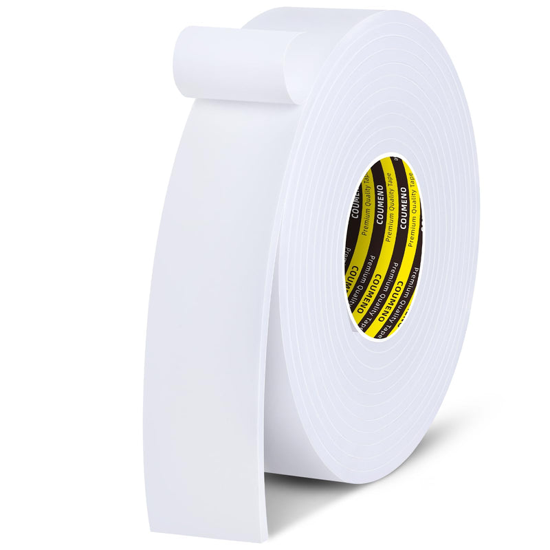 Single-Sided Adhesive EVA Foam Tape 2in x 9.84FT,White Foam Weather Stripping,Door Seal & Window Insulation Tape,Waterproof Sound Proof Seal Strip for Doors,Windows,Garage Door/Gap Sealing 2in x 16.4FT White