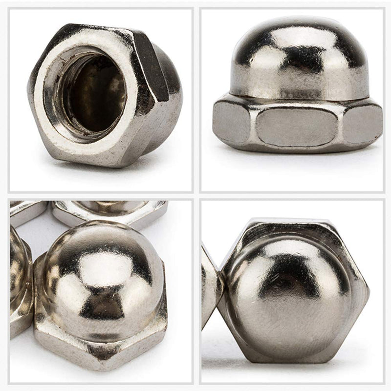 [Australia - AusPower] - 50Pcs 6-Kinds SAE Acorn Dome Cap Head Hex Nuts Assortment Kit -304 Stainless Steel #6-32#8-32#10-24 1/4-20 5/16-18 3/8-16 Hexagon Decorative Cap Nuts 