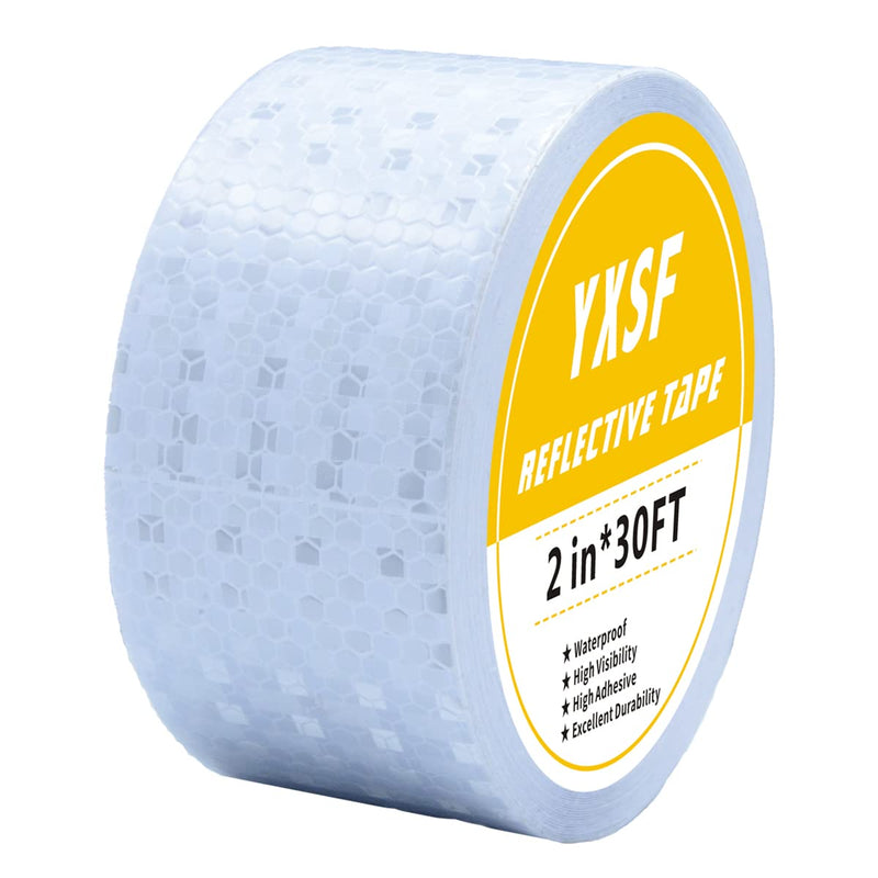 White Reflective Tape,2 Inch×30 Feet High Viscosity Conspicuous Waterproof Reflective Tape for Trucks Trailers Cars 2 INx30 FT