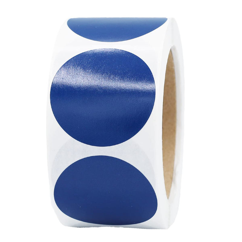 Navy Blue Color Coding Labels – 2 Inch Round Circle Dots, 500 Total Adhesive Stickers on a Roll for Inventory, Organization, and Retail – Made in the USA Navy Blue