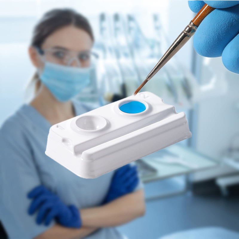 [Australia - AusPower] - JMU 200 Pcs Disposable Dental Mixing Well -2 Wells Mini Mixing Trays 
