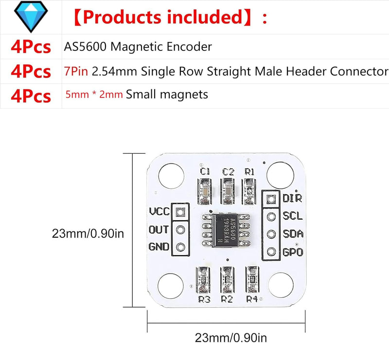 [Australia - AusPower] - 4Pcs AS5600 Magnetic Encoder 3.3V 12bit high Precision Magnetic Induction Angle Measurement Sensor Module?Mainly Used to Obtain Information Such as Progressive Motor Speed 