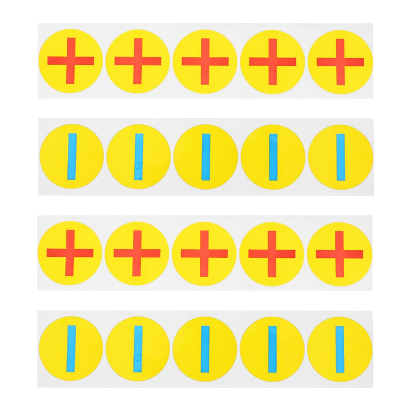 Waterproof Battery Polarity Stickers Self Adhesive 1.96 Inch Round Labels for Positive Negative Terminal Identification Tear Resistant Electrical Decals