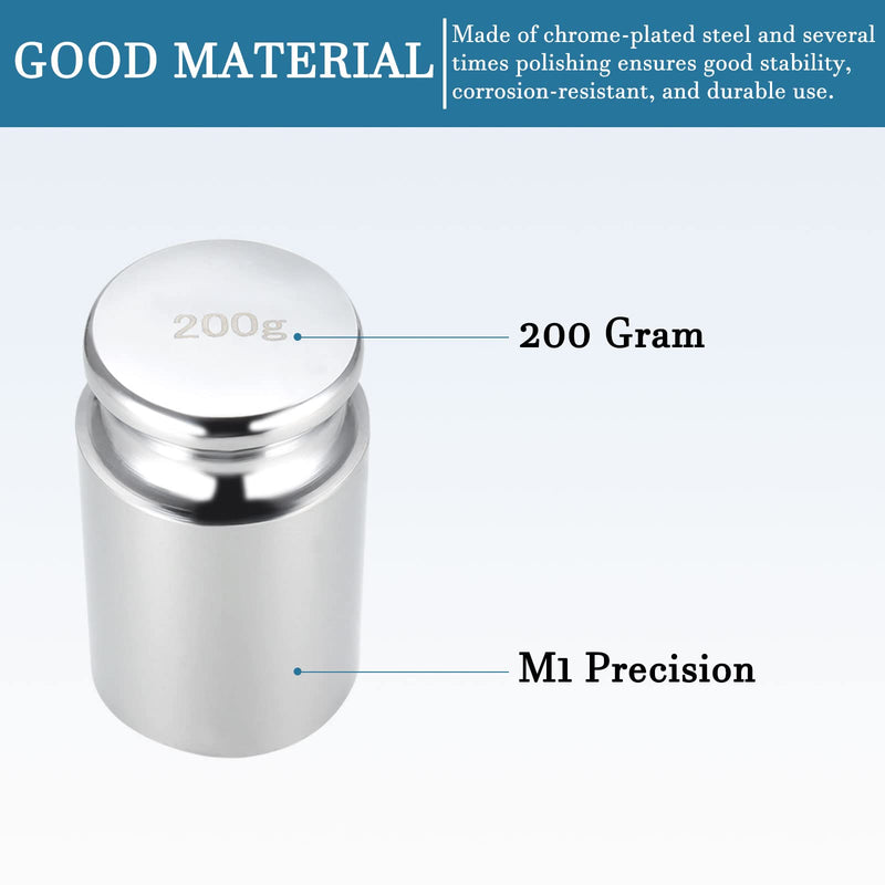 [Australia - AusPower] - QUARKZMAN 200 g Calibration Weight x 1 Piece Chrome-plated Steel Gram Weight for Digital Jewellery Scales and Balance Test, [M1 Precision] 
