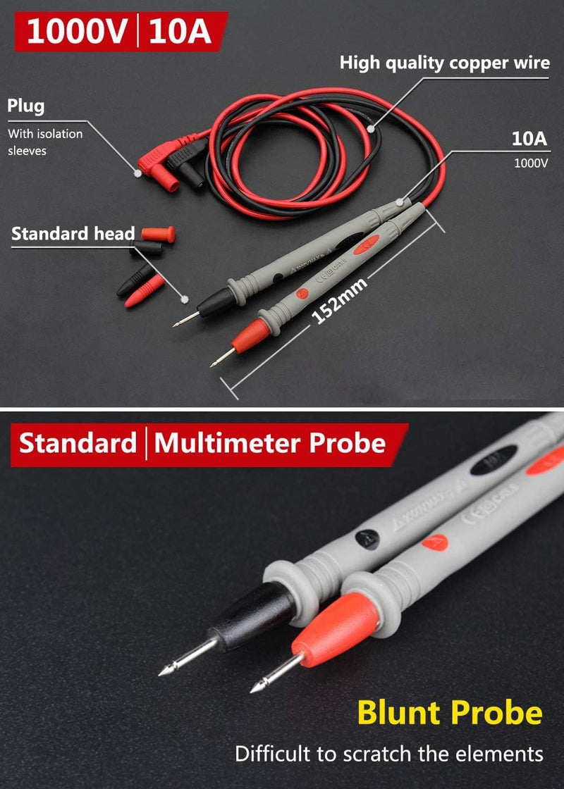 [Australia - AusPower] - Banana Plug Multimeter Test Leads,1000V 10A Digital Multi Meter Clamp Tester Probe Test Probes Leads for Multimeter Electronic Test Leads Accessories (2 pcs) 